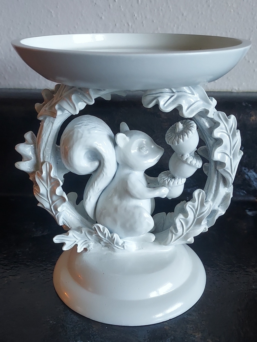 Bath & Body Works White Ceramic Squirrel 3 Wick Candle Holder